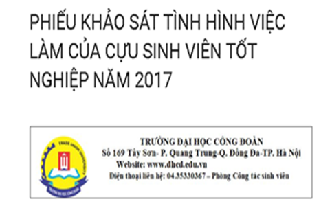 Khảo sát tình hình việc làm của cựu sinh viên tốt nghiệp năm 2017